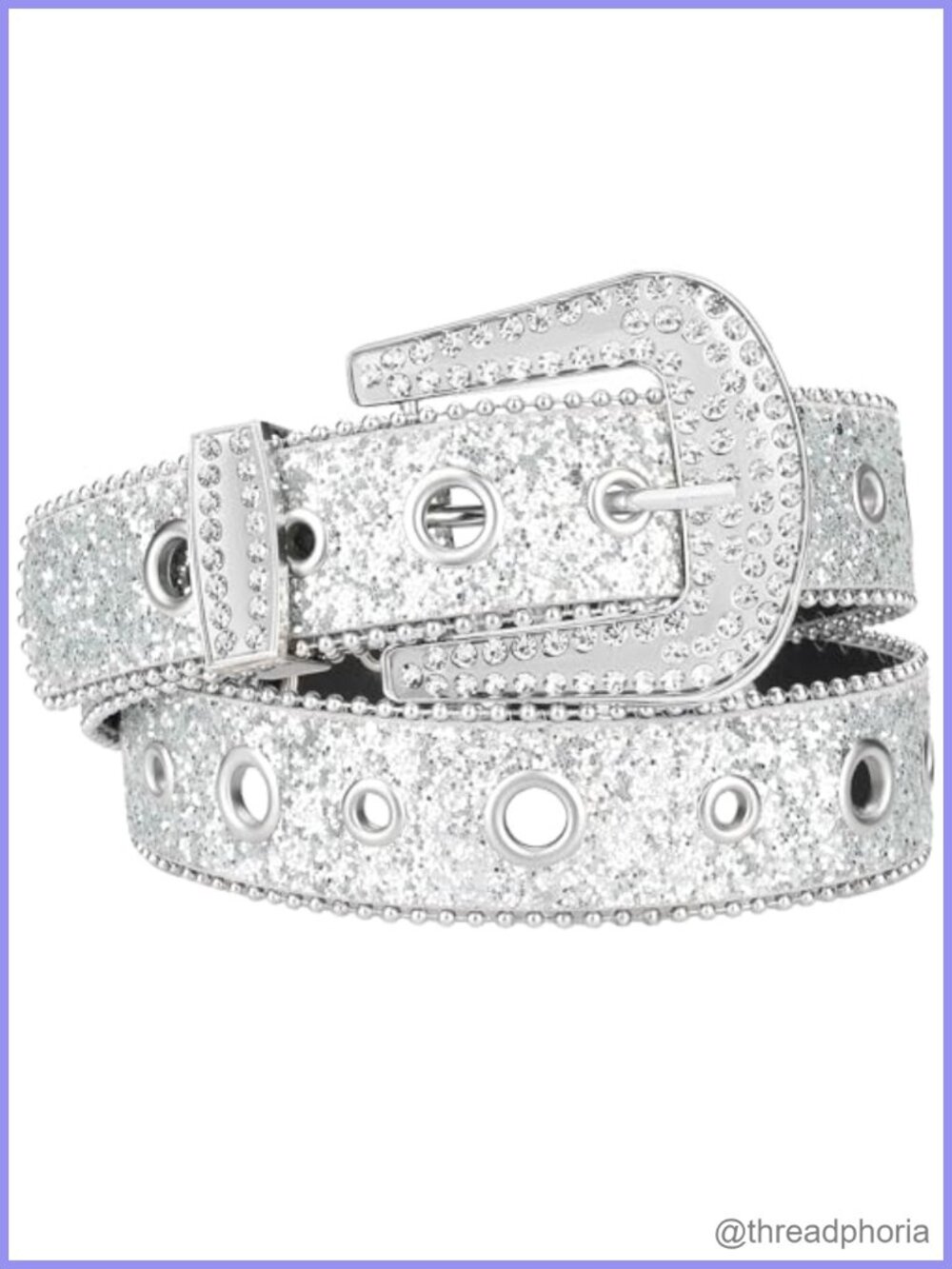 Rhinestone Western Belt Faux Leather Adjustable Sparkly
